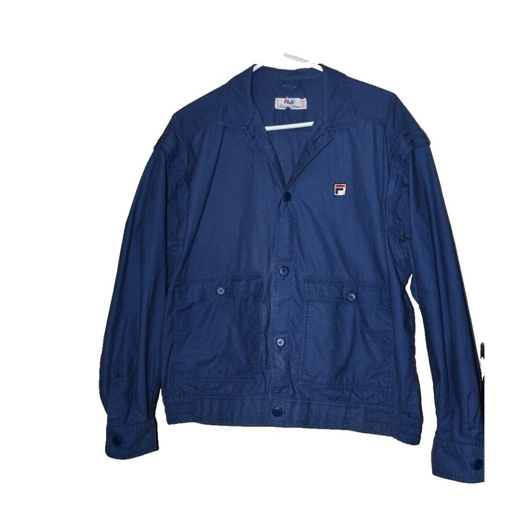 Vtg Fila Men's‎ Convertible Jacket Vest Blue Italy Sz 42 Flaw Zip off sleeves